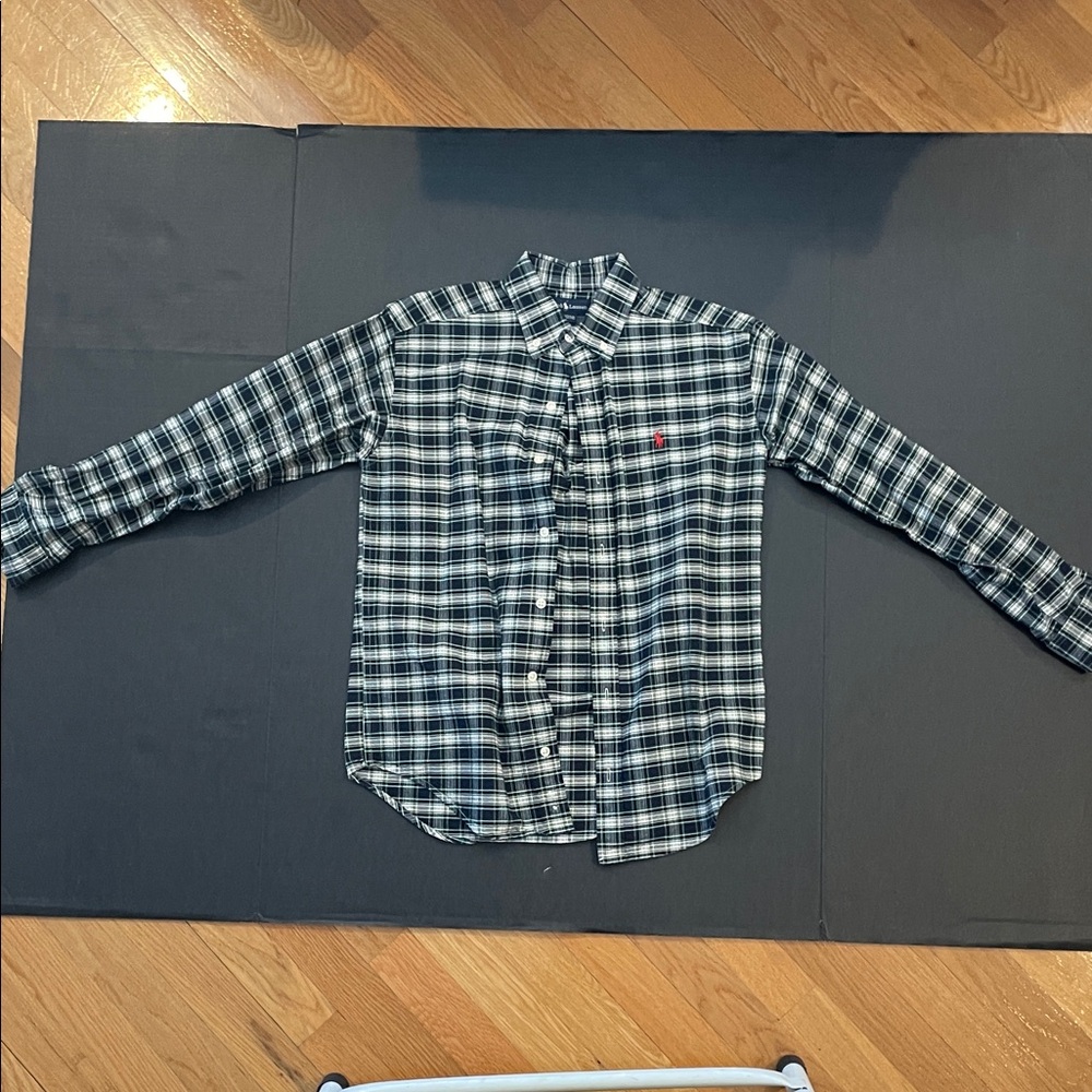 Polo Ralph Lauren Navy, White & Green Plaid Shirt